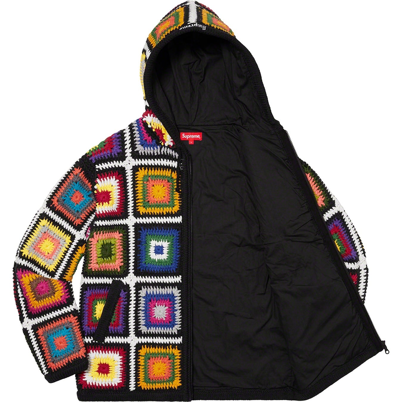 Crochet Hooded Zip Up Sweater view 5
